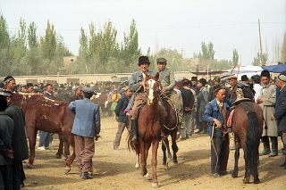 51 Kashgar Sunday Market 1993 Horse Trading.jpg